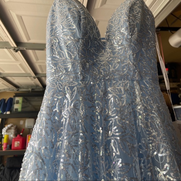 light blue with silver design prom dress, worn only once with no alterations ! - Picture 2 of 7
